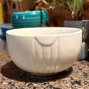Vintage Hall Art Deco Stoneware Pottery Butter Cream 6” Mixing Bowl - 1950s